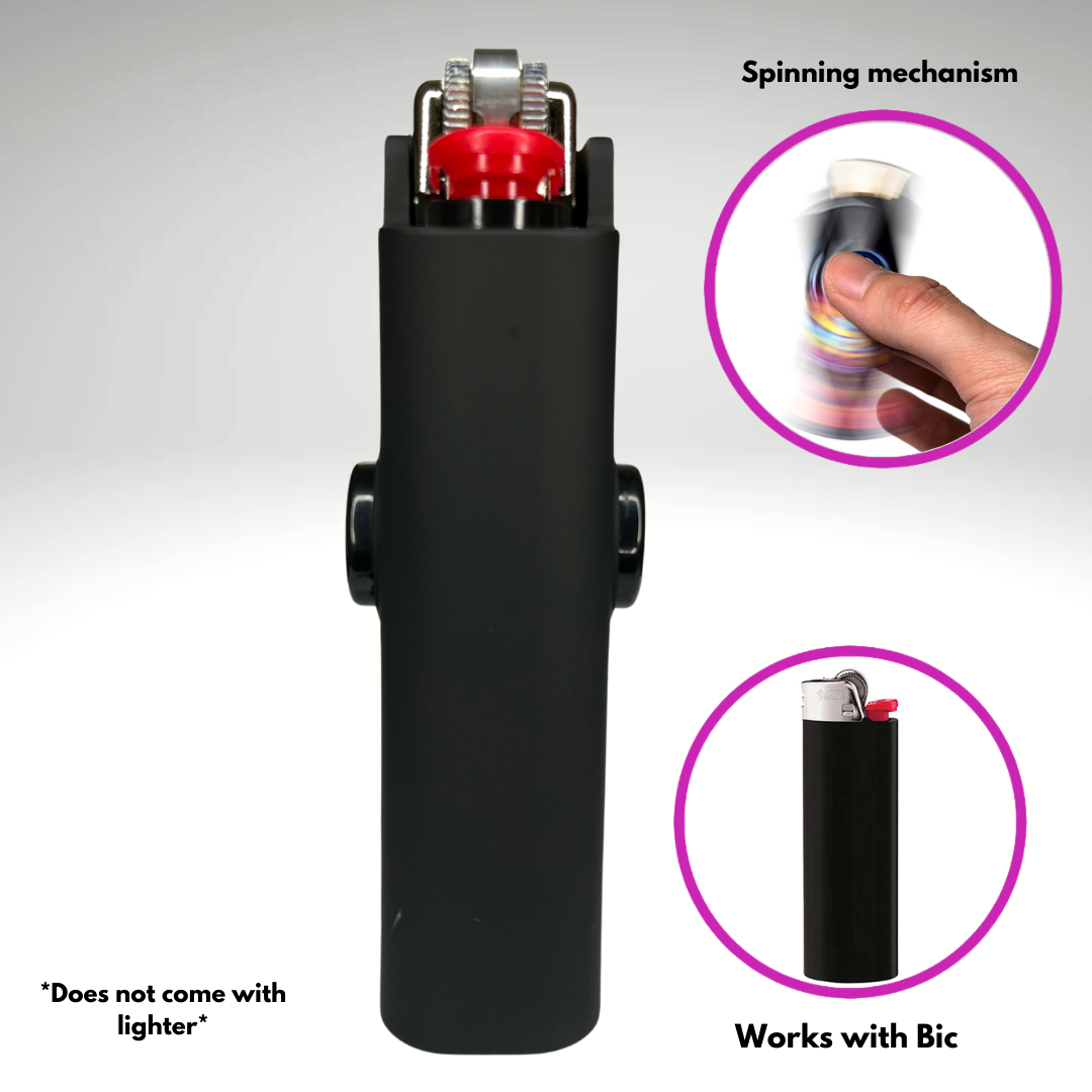FLKR LYTR® Amazon Prime Fidget Spinner Lighter Case Amazon Must Have "BLK MATTE" for Bic® Spinner Lighter Case