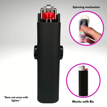 FLKR LYTR® Amazon Prime Fidget Spinner Lighter Case Amazon Must Have "BLK MATTE" for Bic® Spinner Lighter Case