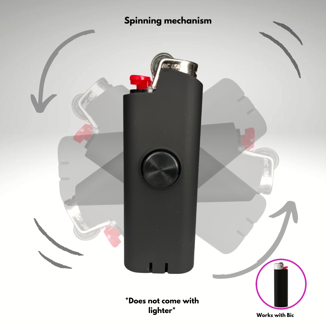FLKR LYTR® Amazon Prime Fidget Spinner Lighter Case Amazon Must Have "BLK MATTE" for Bic® Spinner Lighter Case