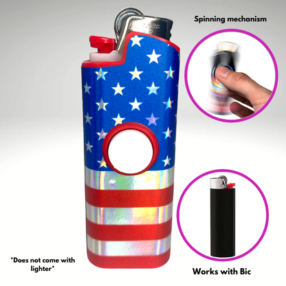 FLKR LYTR® Fidget Spinner Lighter Case "American Flag" for Bic® Spinner Lighter Case | FLKR LYTR - $11.99