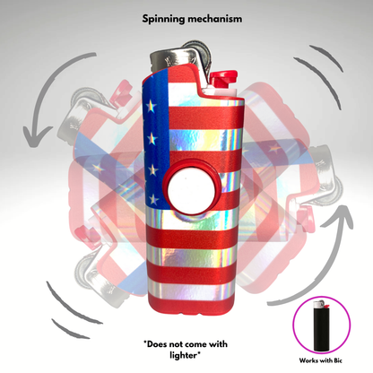 FLKR LYTR® Fidget Spinner Lighter Case "American Flag" for Bic® Spinner Lighter Case | FLKR LYTR - $11.99