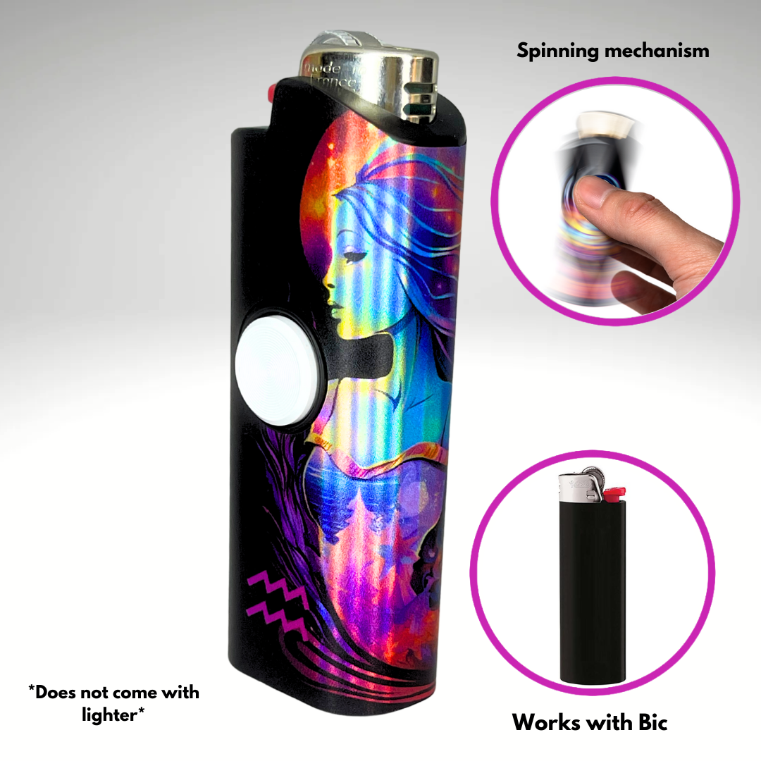 FLKR LYTR® Fidget Spinner Lighter Case "Aquarius FLKR " for Bic® Spinner Lighter Case | FLKR LYTR - $11.99