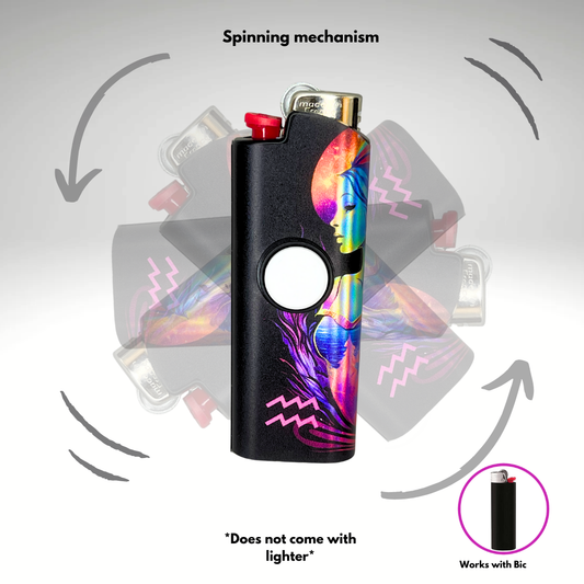FLKR LYTR® Fidget Spinner Lighter Case "Aquarius FLKR " for Bic® Spinner Lighter Case
