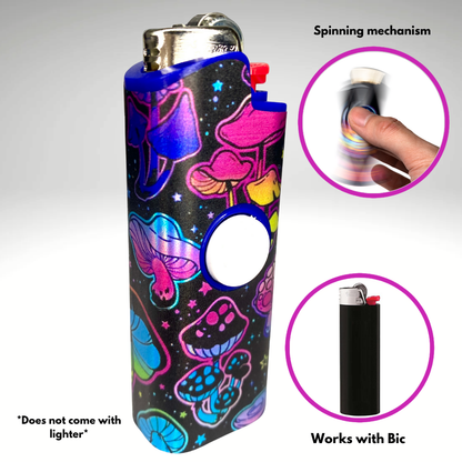 FLKR LYTR® Fidget Spinner Lighter Case "Trippy Mushroom " for Bic® Spinner Lighter Case | FLKR LYTR - $11.99