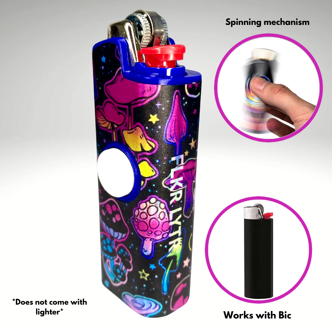 FLKR LYTR® Fidget Spinner Lighter Case "Trippy Mushroom " for Bic® Spinner Lighter Case | FLKR LYTR - $11.99
