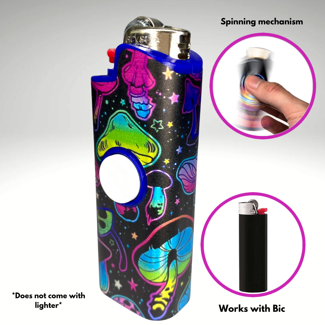 FLKR LYTR® Fidget Spinner Lighter Case "Trippy Mushroom " for Bic® Spinner Lighter Case | FLKR LYTR - $11.99