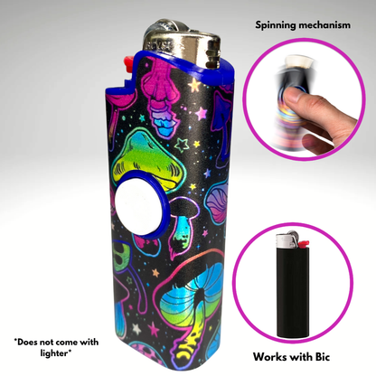 FLKR LYTR® Fidget Spinner Lighter Case "Trippy Mushroom " for Bic® Spinner Lighter Case | FLKR LYTR - $11.99