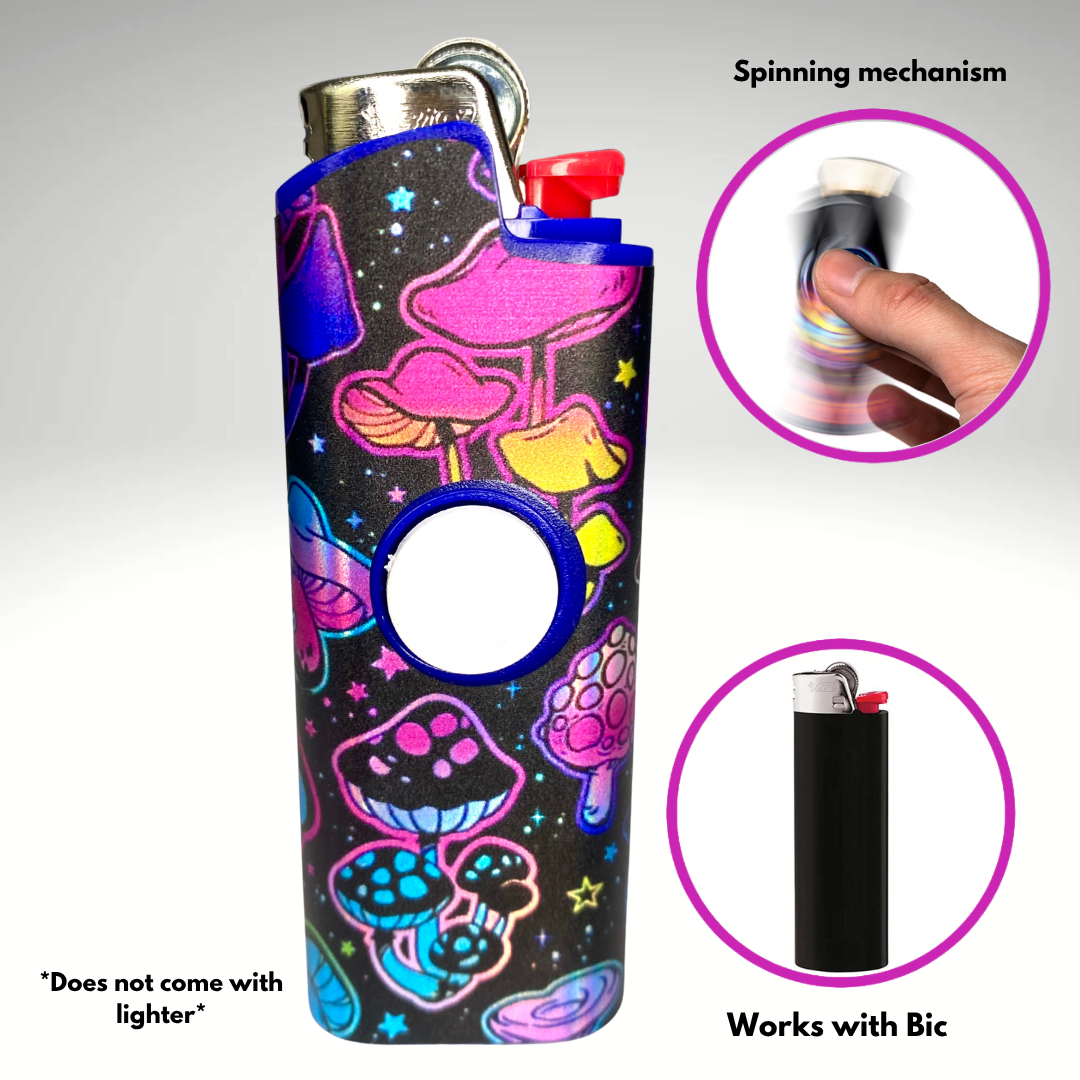 FLKR LYTR® Fidget Spinner Lighter Case "Trippy Mushroom " for Bic® Spinner Lighter Case | FLKR LYTR - $11.99