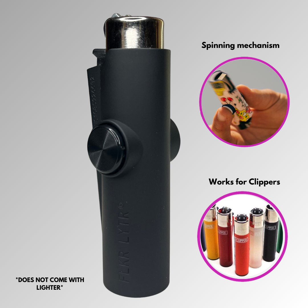 FLKR LYTR® "Black Matte" Case for Clipper Lighter® Amazon Must Have Fidget Spinner Lighter Case