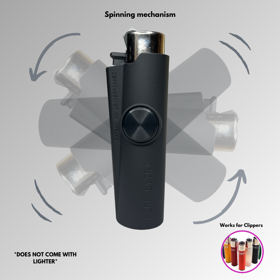 FLKR LYTR® "Black Matte" Case for Clipper Lighter® Amazon Must Have Fidget Spinner Lighter Case