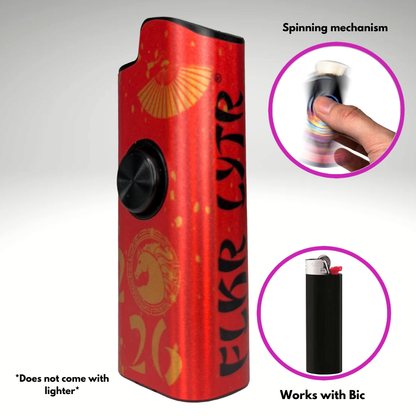 FLKR LYTR®  Fidget Spinner Lighter Case "Happy New FLKR LYTR" for Bic® Spinner Lighter Case