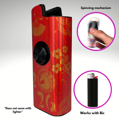 FLKR LYTR®  Fidget Spinner Lighter Case "Happy New FLKR LYTR" for Bic® Spinner Lighter Case
