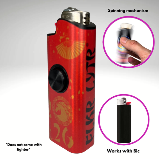 FLKR LYTR®  Fidget Spinner Lighter Case "Happy New FLKR LYTR" for Bic® Spinner Lighter Case