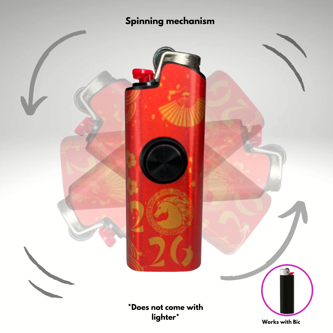 FLKR LYTR®  Fidget Spinner Lighter Case "Happy New FLKR LYTR" for Bic® Spinner Lighter Case