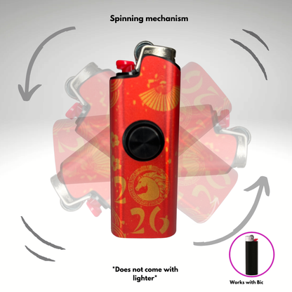 FLKR LYTR®  Fidget Spinner Lighter Case "Happy New FLKR LYTR" for Bic® Spinner Lighter Case