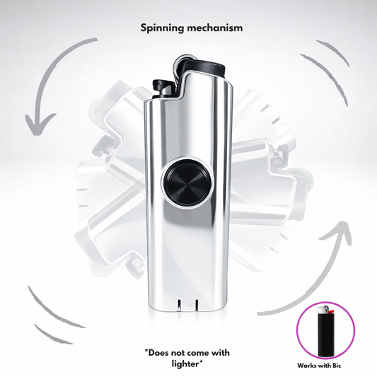 FLKR LYTR® Fidget Spinner Lighter Case "The SLVR Surfer" for Bic® Spinner Lighter Case
