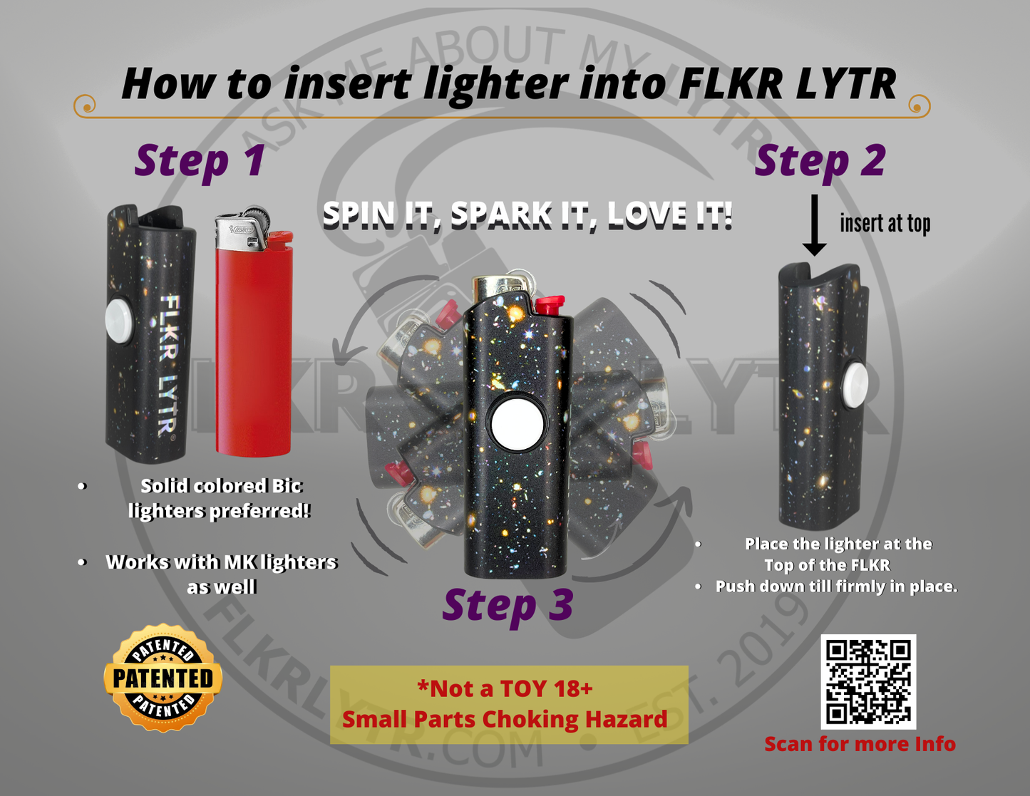FLKR LYTR® Towlie Pack"Blue, Black, Red" Fidget Spinner Lighter Case for Bic® Spinner Lighter Case | FLKR LYTR
