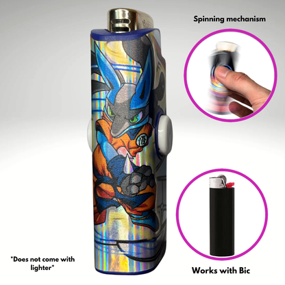 FLKR LYTR® Amazon Prime Must Have Fidget Spinner Lighter Case "Gokarihan" for Bic® Lighter Case