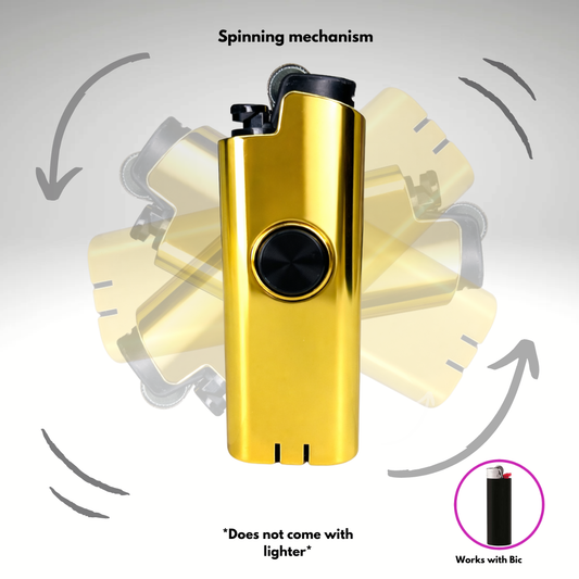 FLKR LYTR® Fidget Spinner Lighter Case "The Gold MMBER" for Bic® Spinner Lighter Case