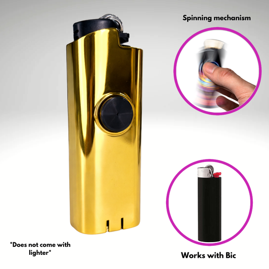 FLKR LYTR® Fidget Spinner Lighter Case "The Gold MMBER" for Bic® Spinner Lighter Case