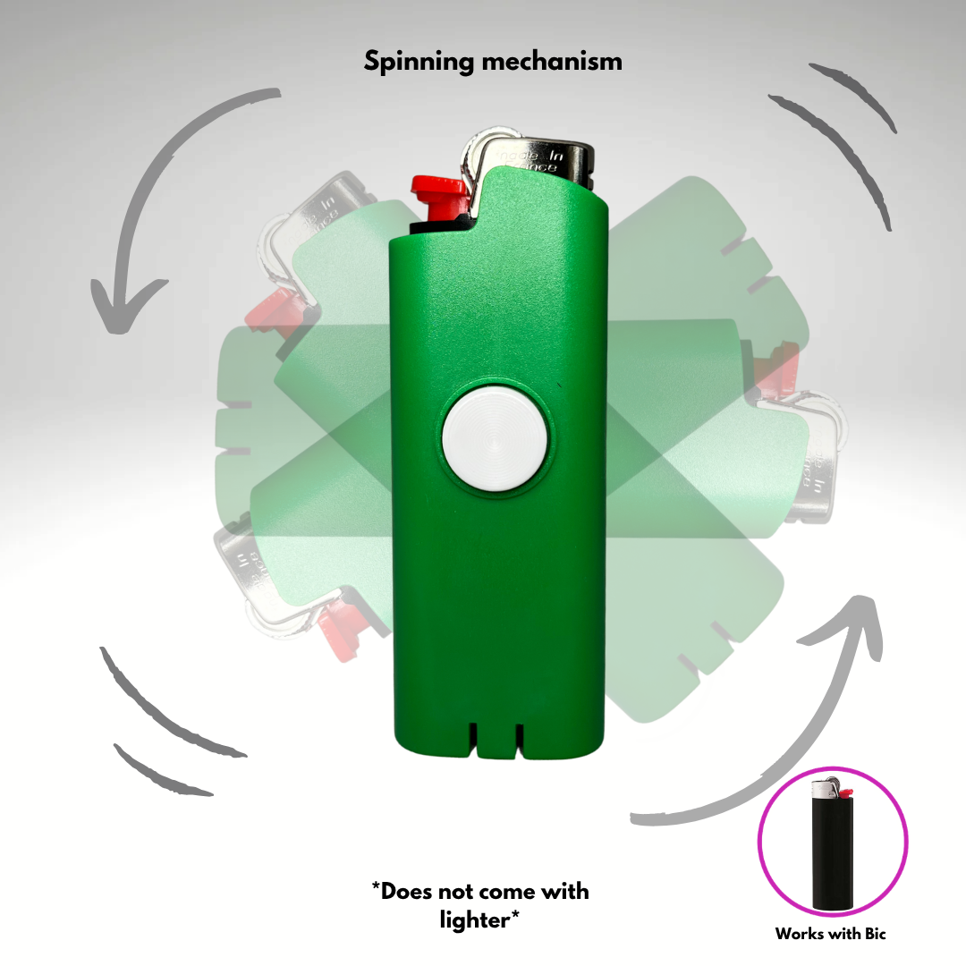 FLKR LYTR® Green Fidget Spinner Lighter Case Amazon Must Have "Green" for Bic® Spinner Lighter Case
