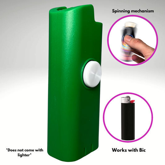 FLKR LYTR® Green Fidget Spinner Lighter Case Amazon Must Have "Green" for Bic® Spinner Lighter Case