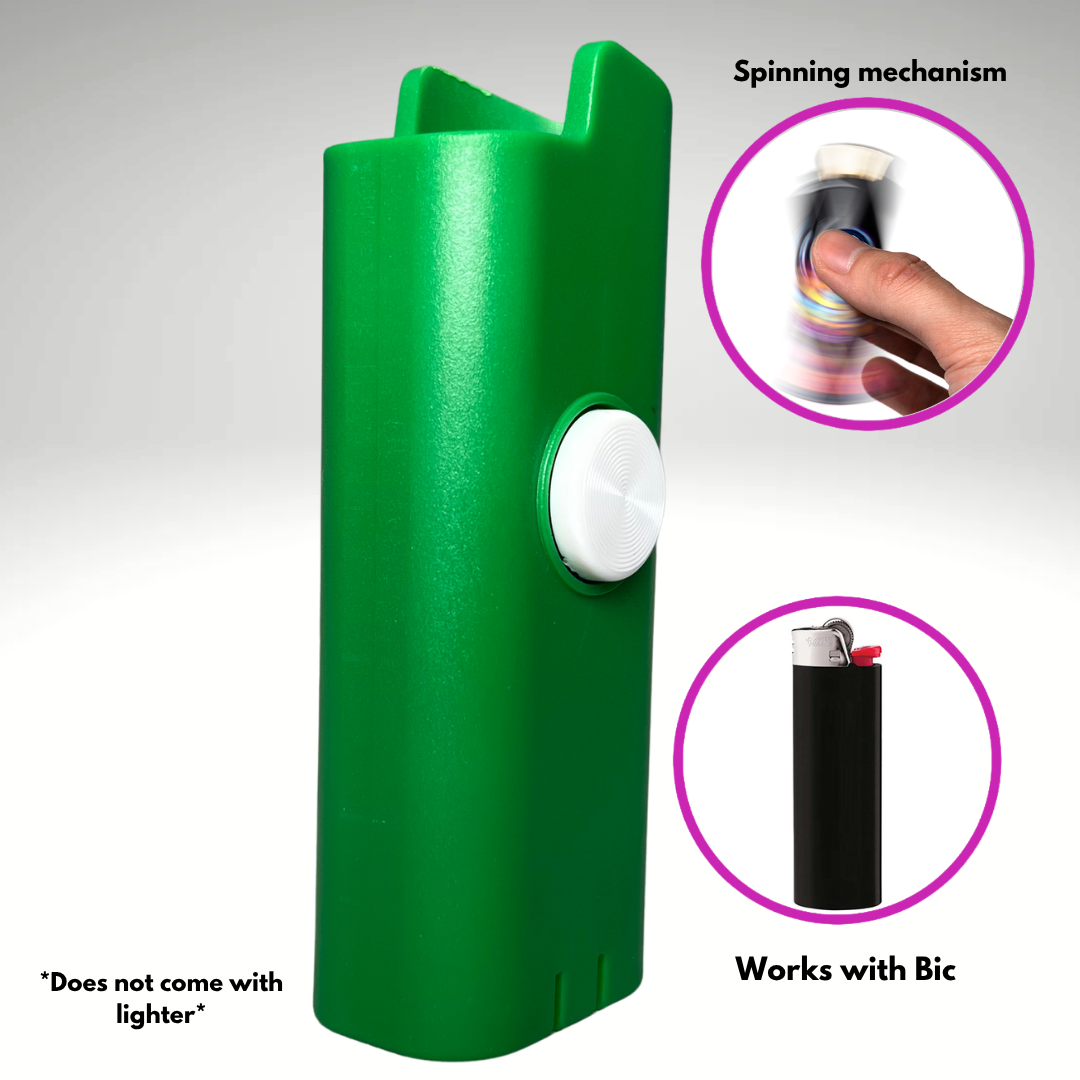 FLKR LYTR® Green Fidget Spinner Lighter Case Amazon Must Have "Green" for Bic® Spinner Lighter Case