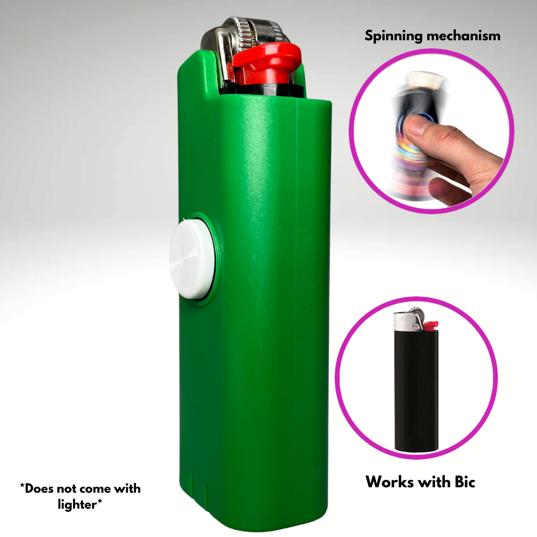FLKR LYTR® Green Fidget Spinner Lighter Case Amazon Must Have "Green" for Bic® Spinner Lighter Case