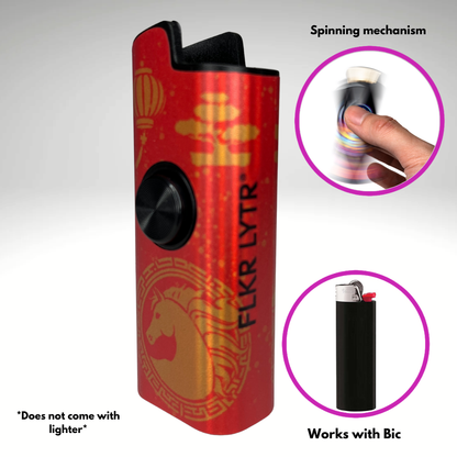 FLKR LYTR®  Fidget Spinner Lighter Case "Happy New 2026 Mural" for Bic® Spinner Lighter Case