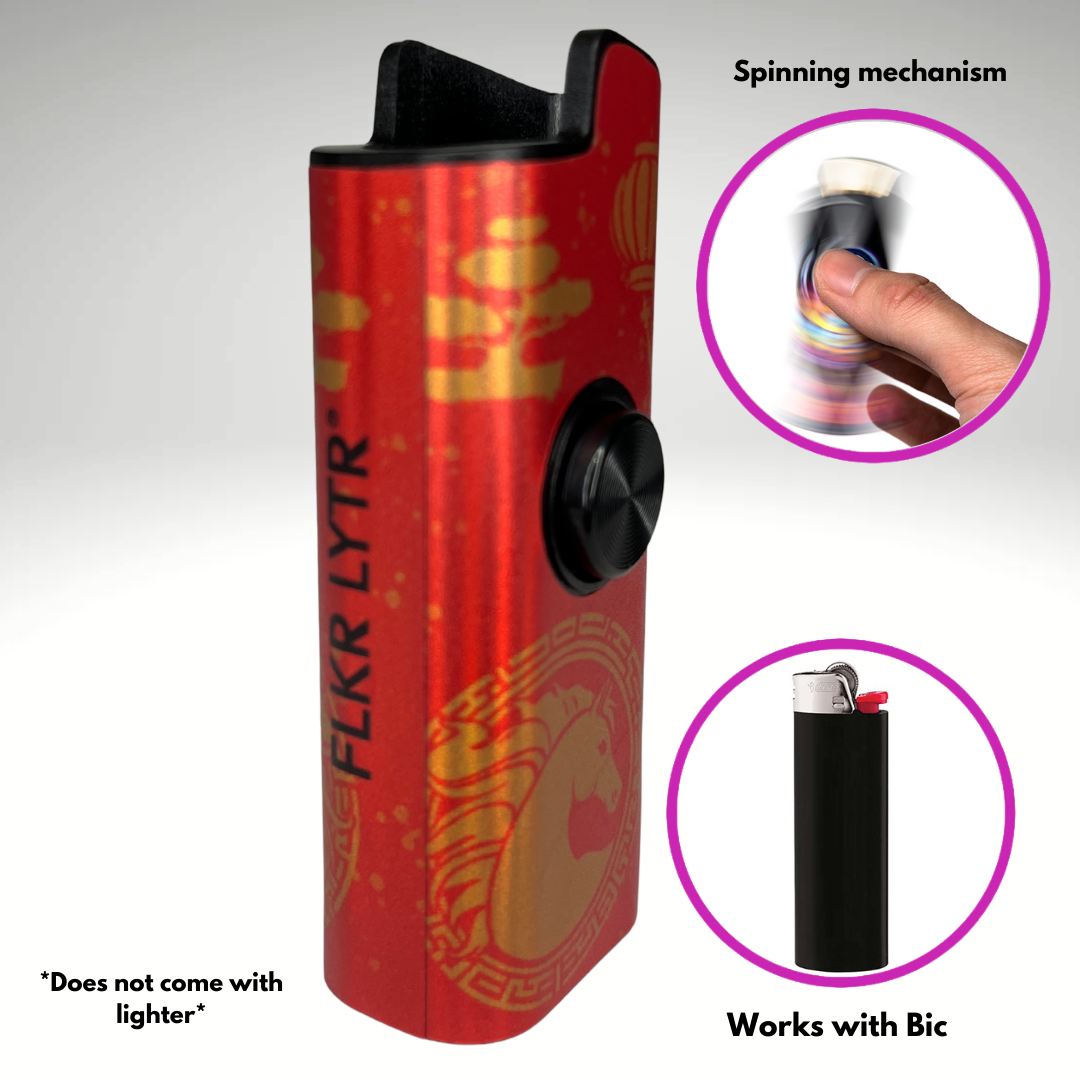 FLKR LYTR®  Fidget Spinner Lighter Case "Happy New 2026 Mural" for Bic® Spinner Lighter Case