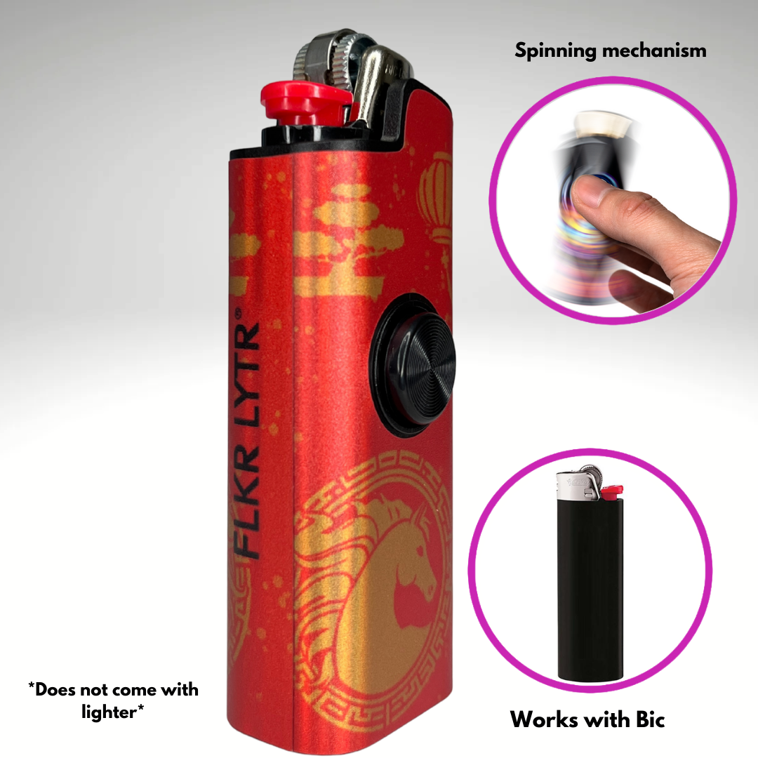 FLKR LYTR®  Fidget Spinner Lighter Case "Happy New 2026 Mural" for Bic® Spinner Lighter Case