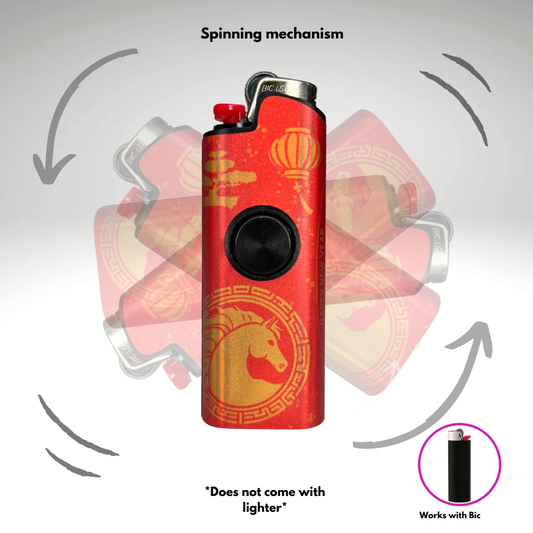 FLKR LYTR®  Fidget Spinner Lighter Case "Happy New 2026 Mural" for Bic® Spinner Lighter Case