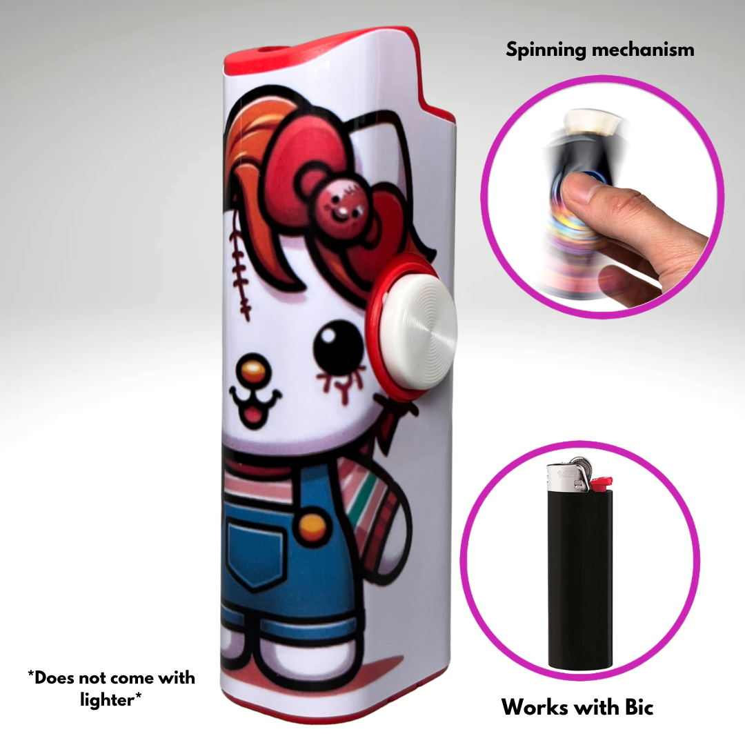 FLKR LYTR®  Fidget Spinner Lighter Case "Hello Chuckie" for Bic® Spinner Lighter Case