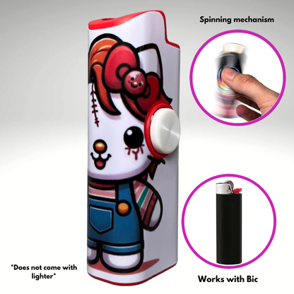 FLKR LYTR®  Fidget Spinner Lighter Case "Hello Chuckie" for Bic® Spinner Lighter Case
