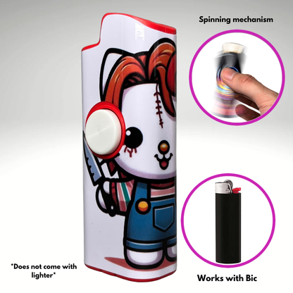 FLKR LYTR®  Fidget Spinner Lighter Case "Hello Chuckie" for Bic® Spinner Lighter Case