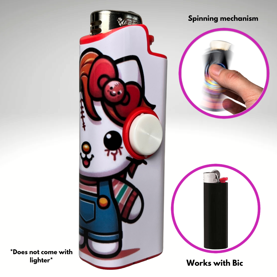 FLKR LYTR®  Fidget Spinner Lighter Case "Hello Chuckie" for Bic® Spinner Lighter Case
