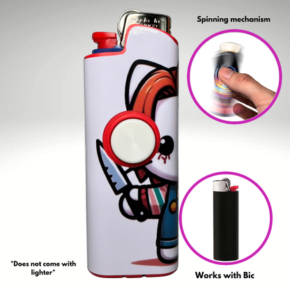 FLKR LYTR®  Fidget Spinner Lighter Case "Hello Chuckie" for Bic® Spinner Lighter Case
