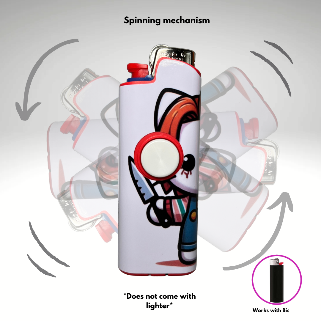 FLKR LYTR®  Fidget Spinner Lighter Case "Hello Chuckie" for Bic® Spinner Lighter Case