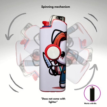 FLKR LYTR®  Fidget Spinner Lighter Case "Hello Chuckie" for Bic® Spinner Lighter Case