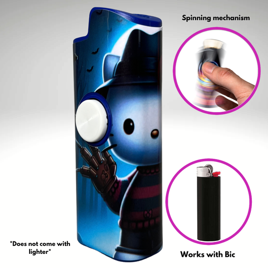 FLKR LYTR®  Fidget Spinner Lighter Case "Hello Freddy" for Bic® Spinner Lighter Case