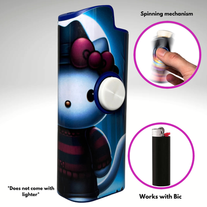 FLKR LYTR®  Fidget Spinner Lighter Case "Hello Freddy" for Bic® Spinner Lighter Case