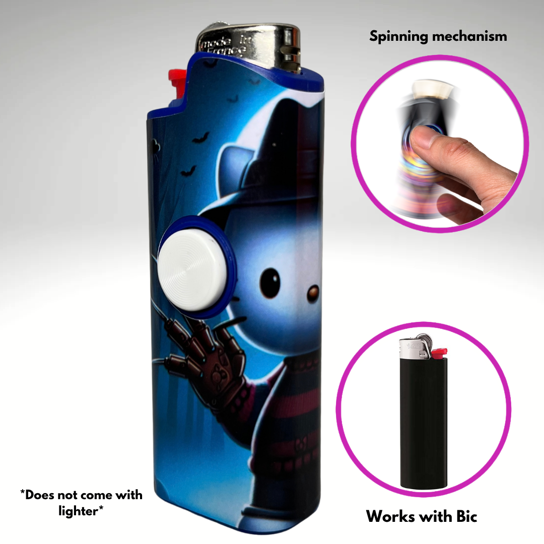 FLKR LYTR®  Fidget Spinner Lighter Case "Hello Freddy" for Bic® Spinner Lighter Case