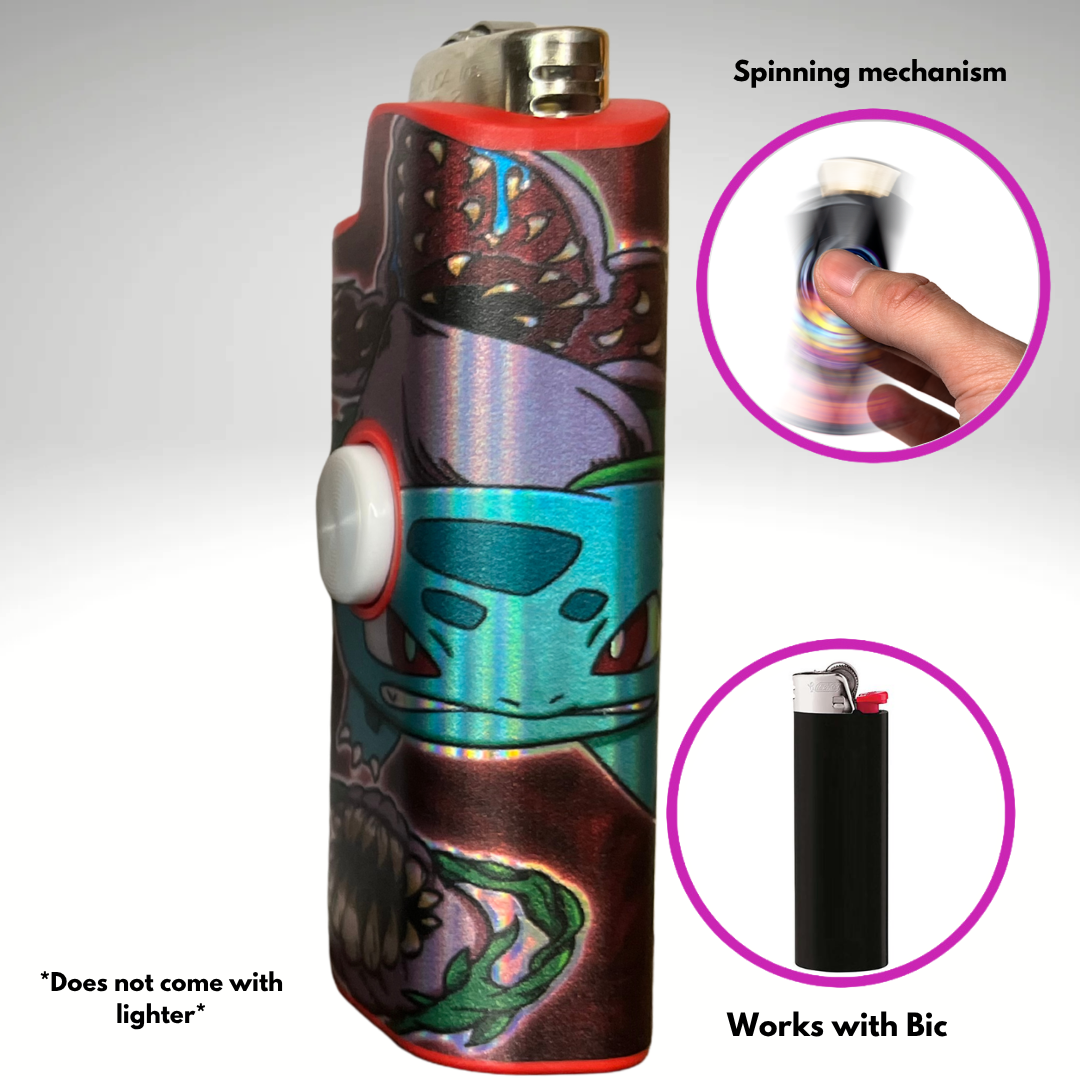 FLKR LYTR® Amazon Prime Must Have Fidget Spinner Lighter Case " Ivysaurgon" for Bic® Lighter Case