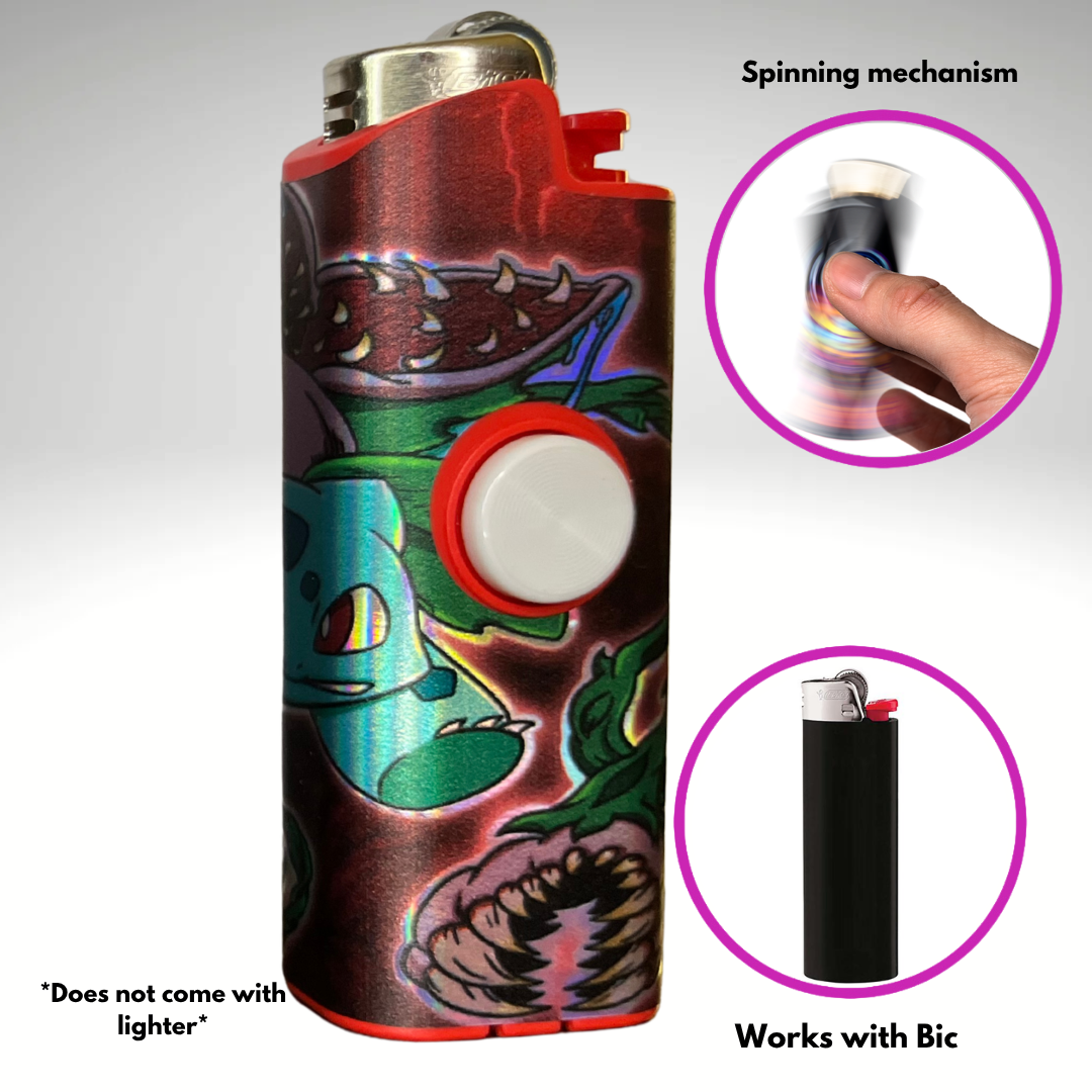 FLKR LYTR® Amazon Prime Must Have Fidget Spinner Lighter Case " Ivysaurgon" for Bic® Lighter Case