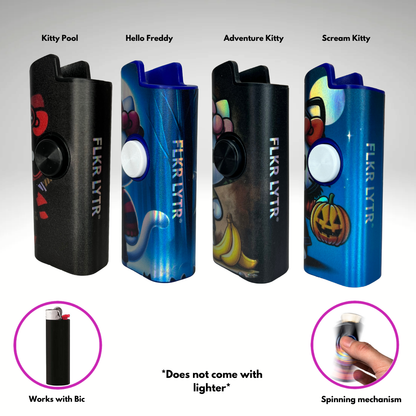 FLKR LYTR Kitty Pack 4pcs Fidget Spinner Case for Bic Lighters- High-Quality Body for Bic Lighter and Spinning Mechanism