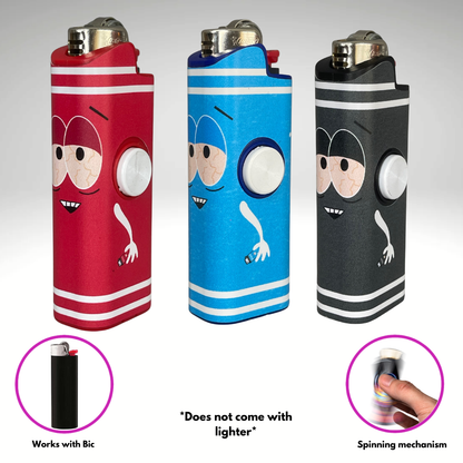 FLKR LYTR® Towlie Pack"Blue, Black, Red" Fidget Spinner Lighter Case for Bic® Spinner Lighter Case | FLKR LYTR
