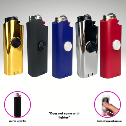 FLKR LYTR® 5PK "Red, Blue, Black, Gold, Silver Pack " Fidget Spinner Lighter Case for Bic® Spinner Lighter Case | FLKR LYTR