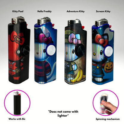 FLKR LYTR Kitty Pack 4pcs Fidget Spinner Case for Bic Lighters- High-Quality Body for Bic Lighter and Spinning Mechanism
