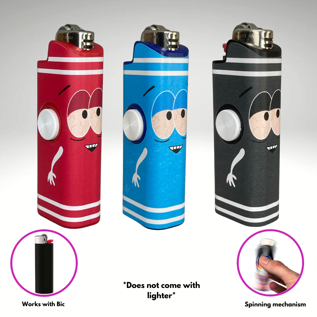 FLKR LYTR® Towlie Pack"Blue, Black, Red" Fidget Spinner Lighter Case for Bic® Spinner Lighter Case | FLKR LYTR