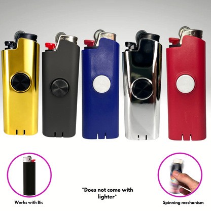 FLKR LYTR® 5PK "Red, Blue, Black, Gold, Silver Pack " Fidget Spinner Lighter Case for Bic® Spinner Lighter Case | FLKR LYTR